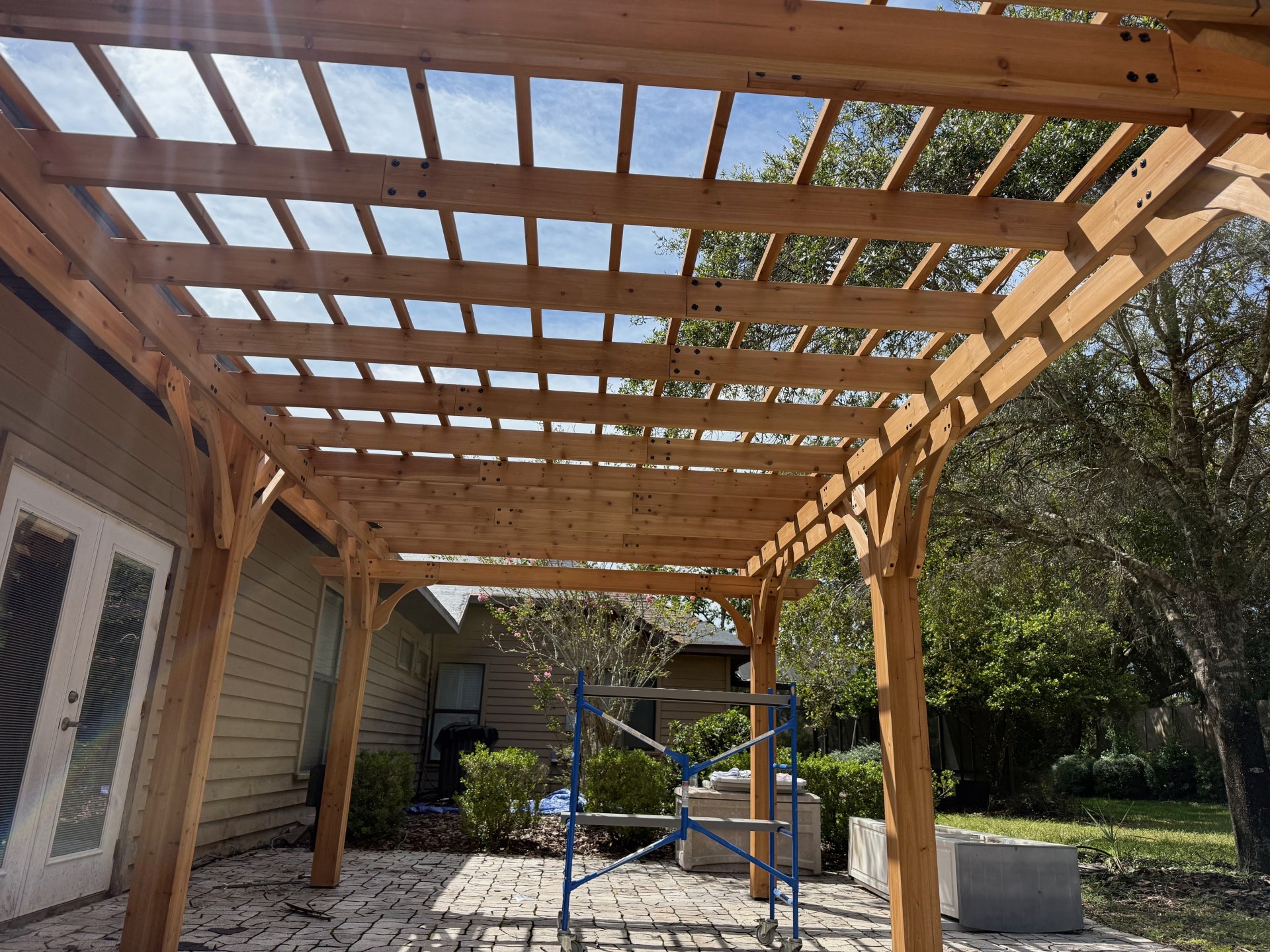 Completed custom pergola installation